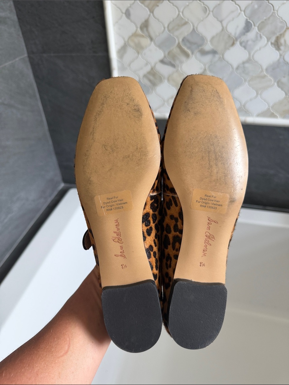 Sam Edelman Leopard Print Mary Jane Flats in Tan and Black - Picture 6 of 6
